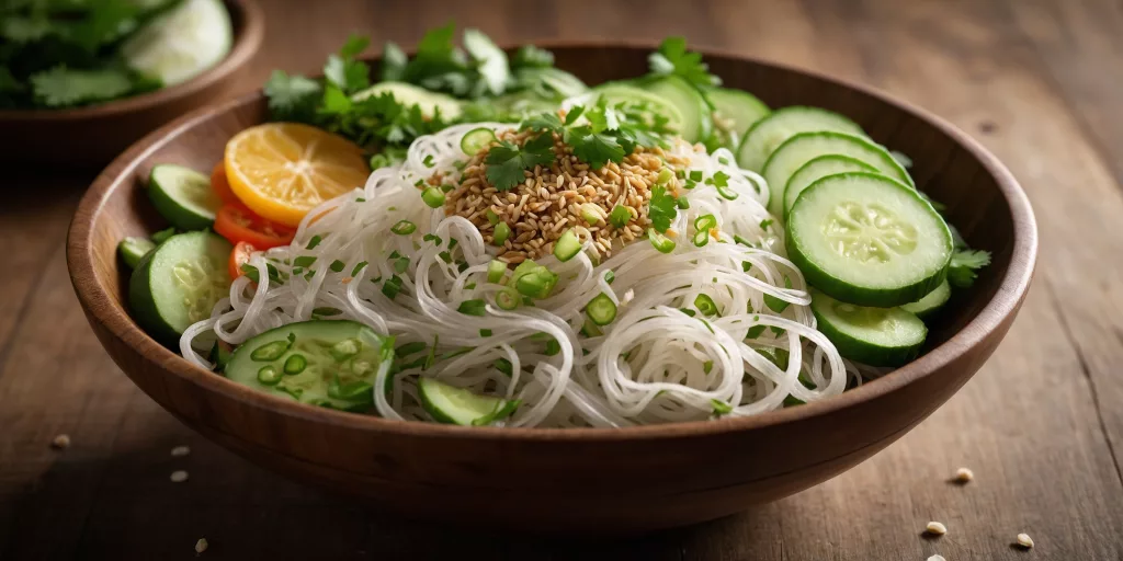 Asiatischer Glasnudelsalat mit Gurke und Koriander