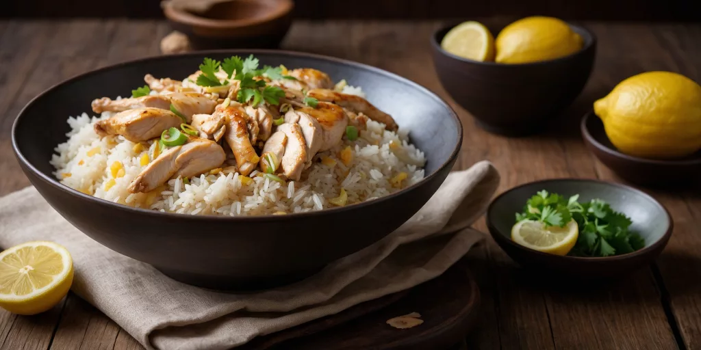 Asiatischer Zitronen-Ingwer-Reis mit Hähnchen