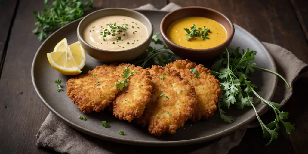 Blumenkohl-Schnitzel mit Curry-Dip