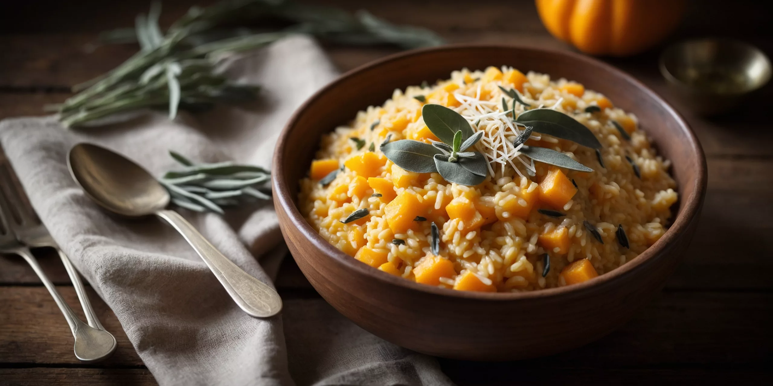 Butternut-Kürbis und Salbeirisotto