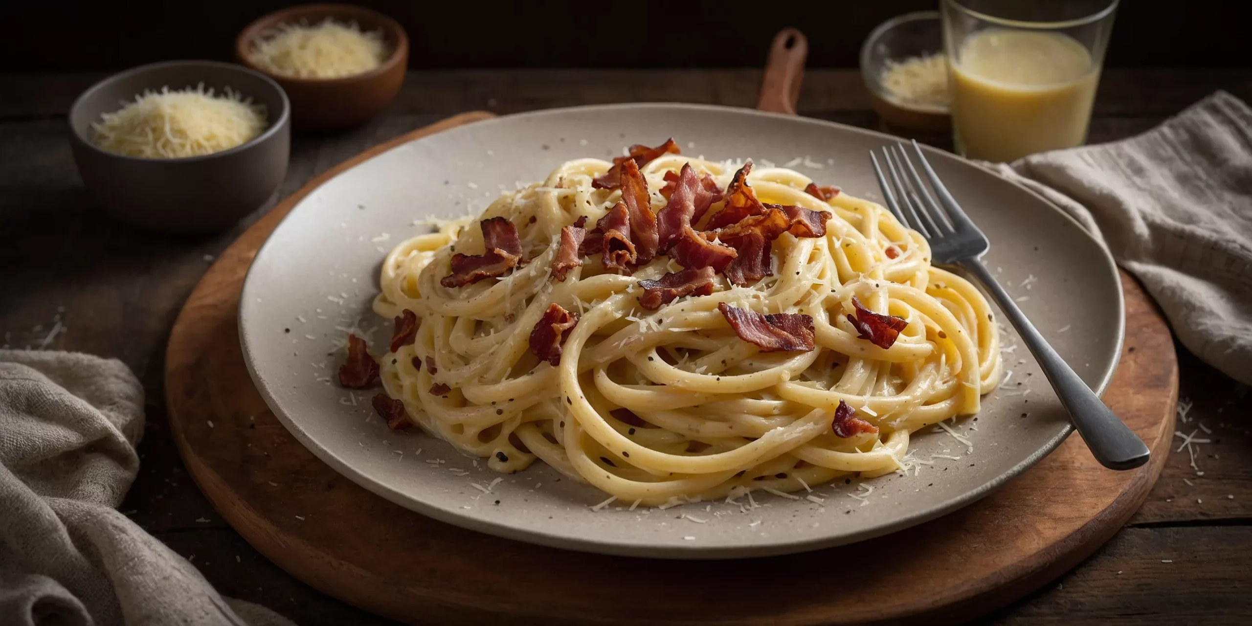 Cremige Carbonara mit Speck und Ei