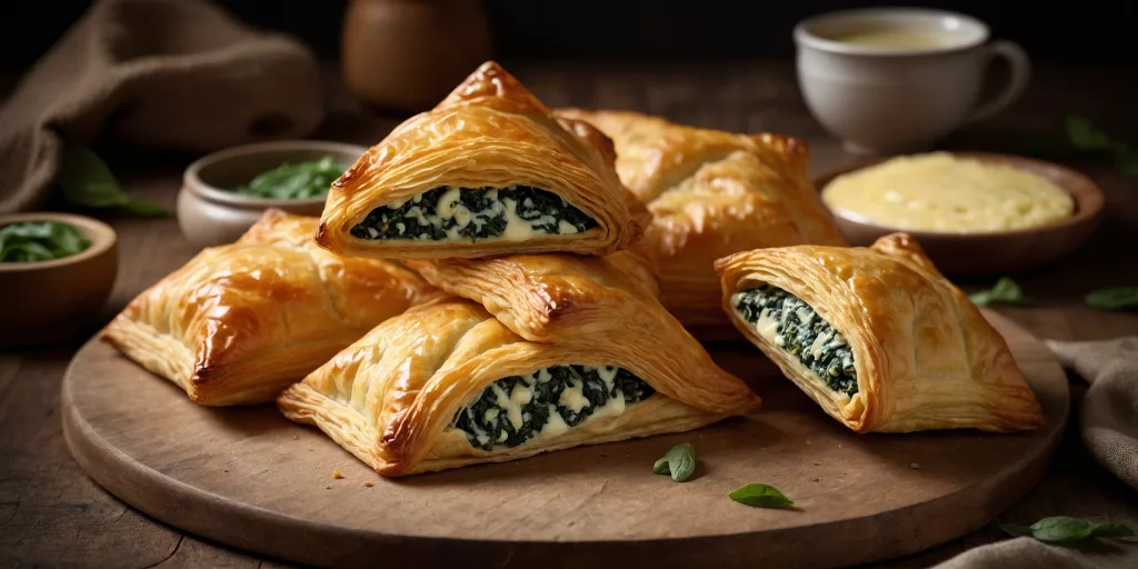 Cremige Gefüllte Blätterteig-Taschen mit Spinat und Käse