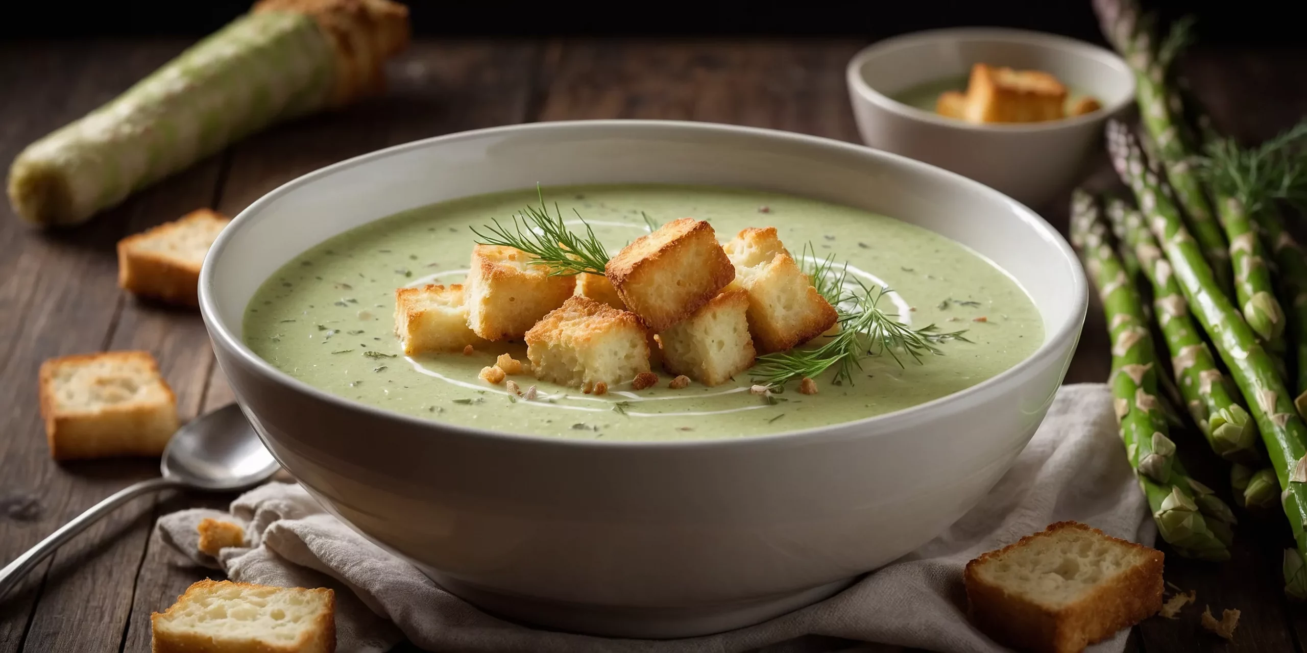 Cremige Grüne Spargelsuppe mit Knusprigen Croutons – YummAi