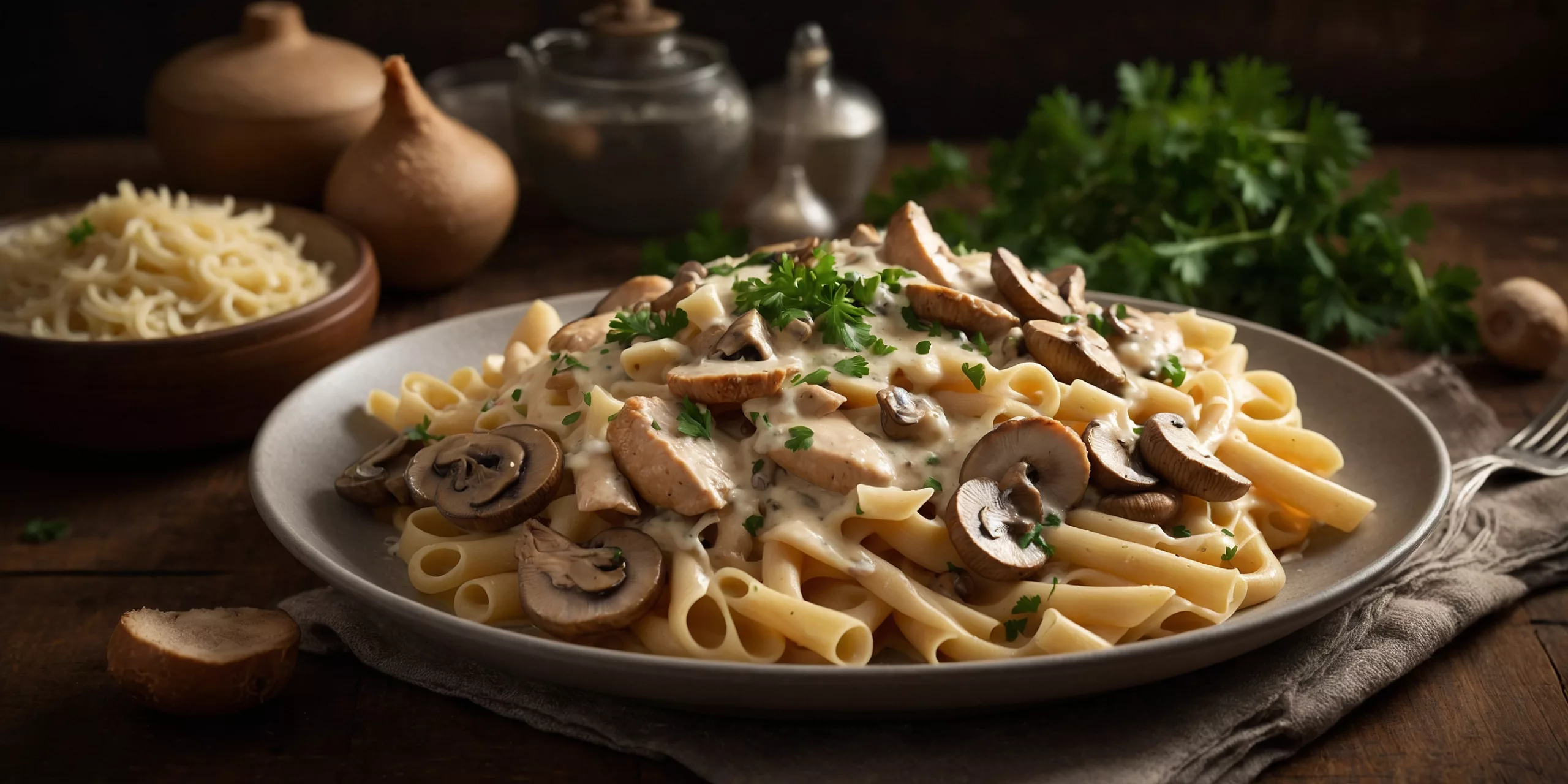 Cremige Hühner-Pilz-Pasta