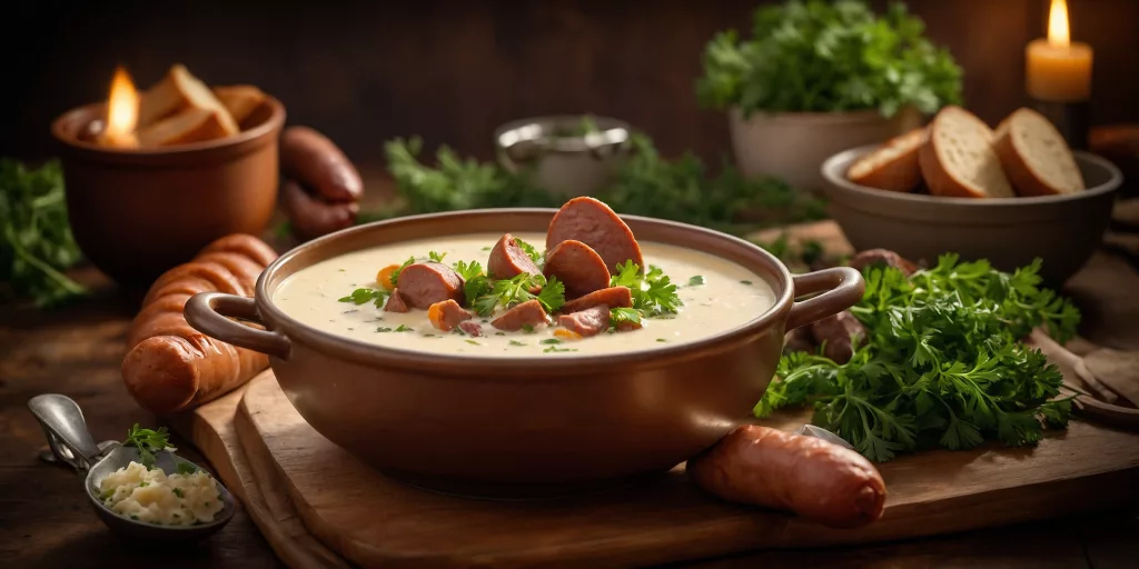 Cremige Kartoffelsuppe mit Wiener Würstchen