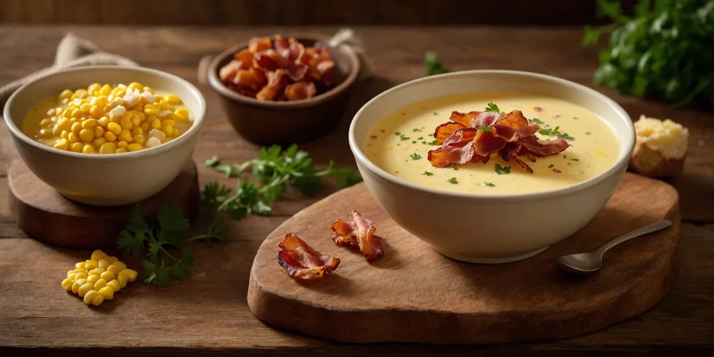 Cremige Maissuppe mit Bacon