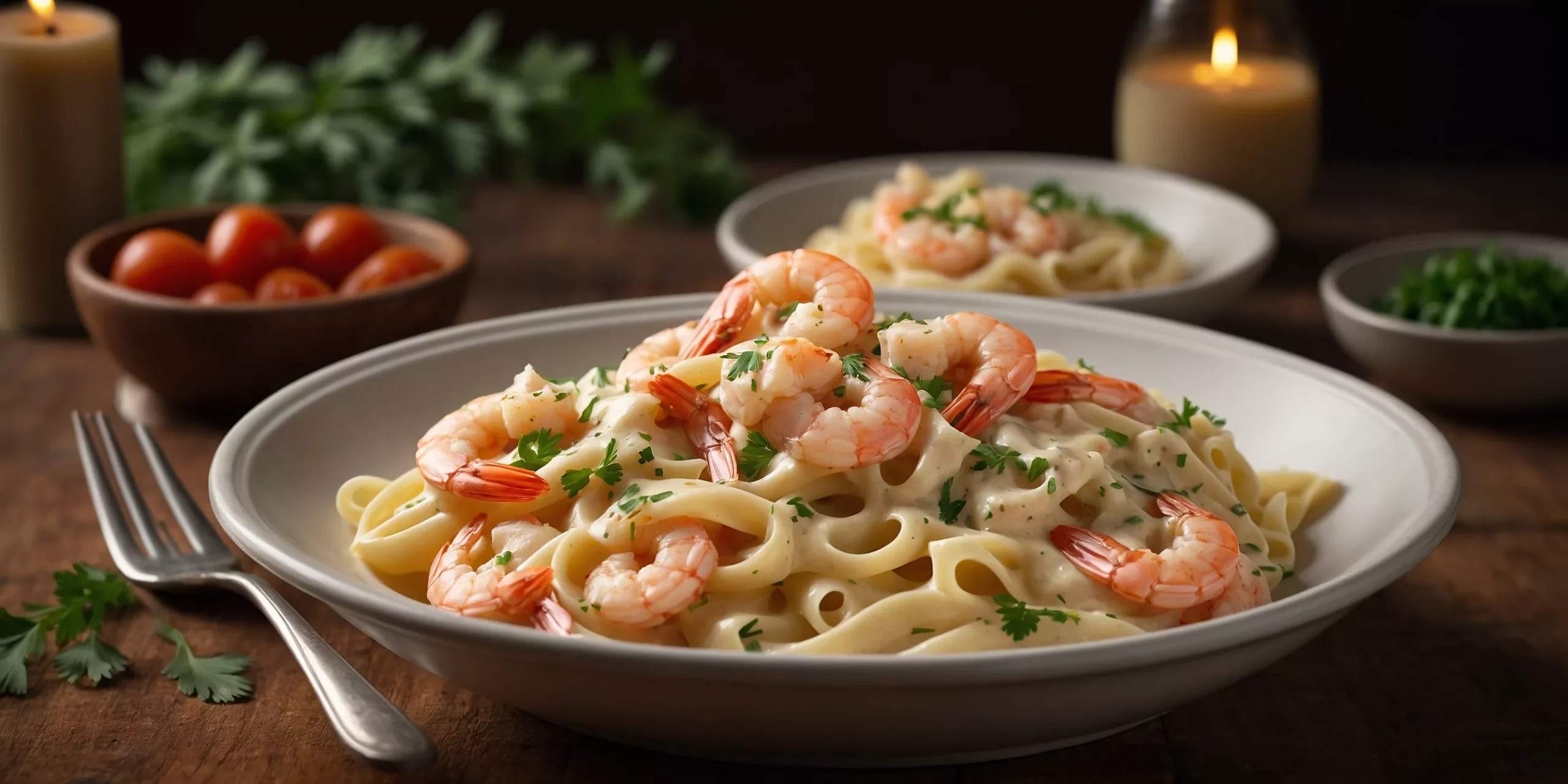 Cremige Pasta Alfredo mit Garnelen