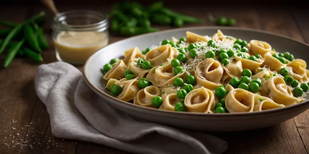 Cremige Tortellini alla Panna mit Erbsen
