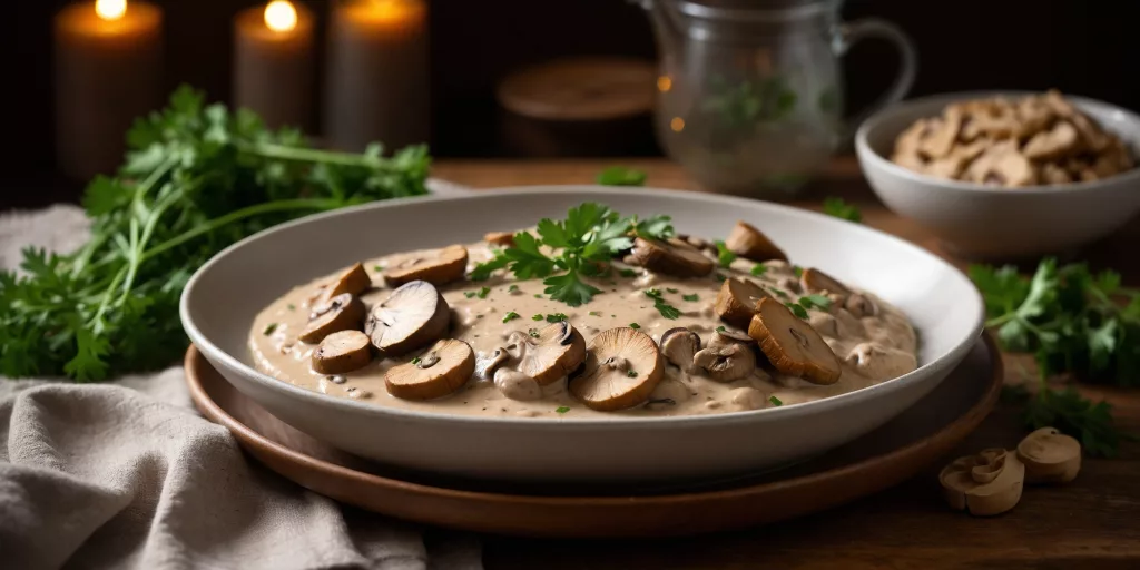 Cremiger Veganer Pilzrahm mit Seitan