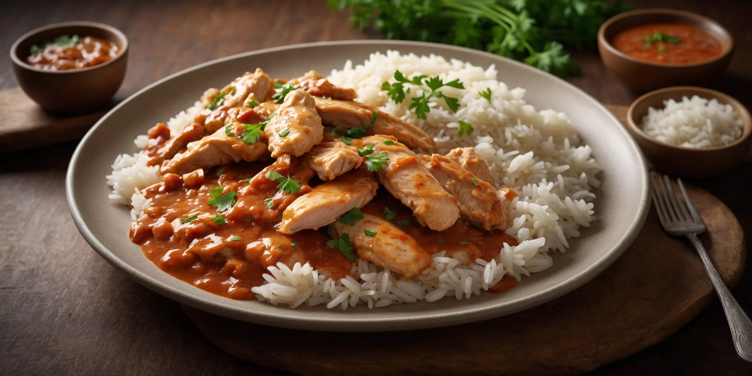 Cremiges Hähnchengeschnetzeltes mit Reis – YummAi Cremiges Hähnchengeschnetzeltes mit Reis – YummAi