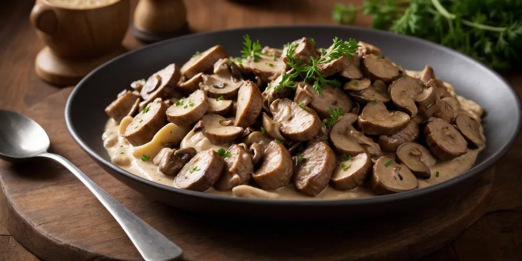 Cremiges Schweinegeschnetzeltes mit Pilzen