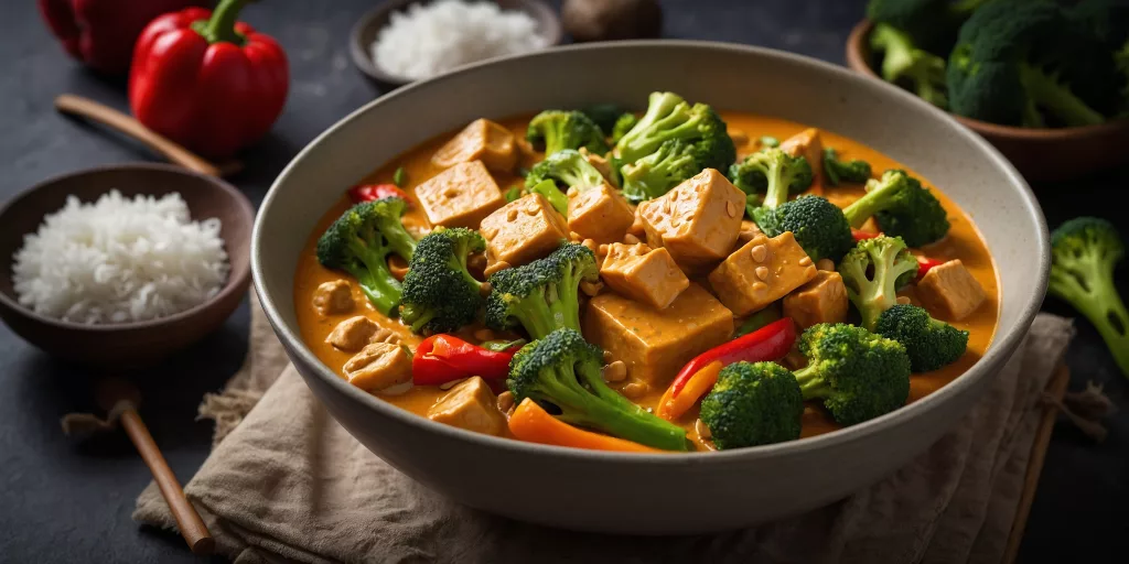 Cremiges Thai Erdnuss-Tofu-Curry