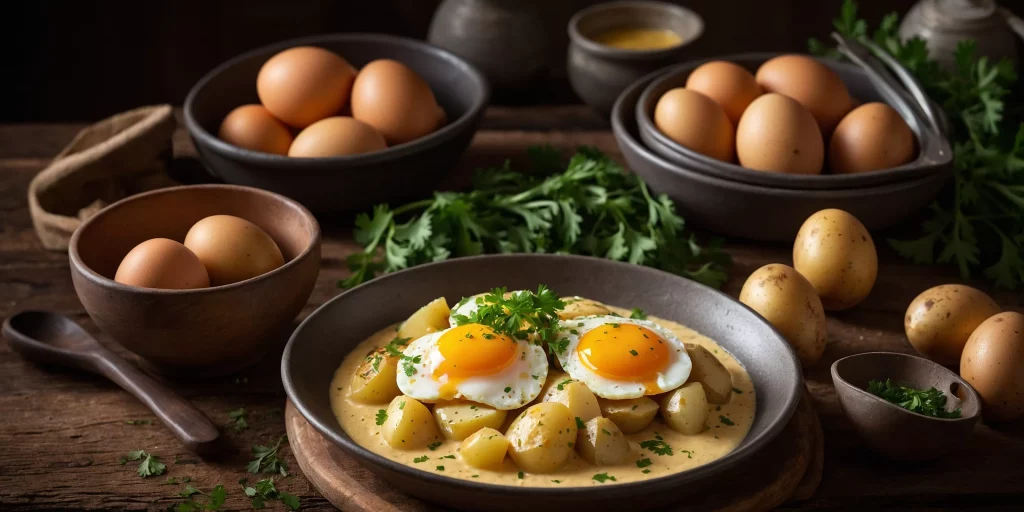 Eier in Senfsoße mit Kartoffeln