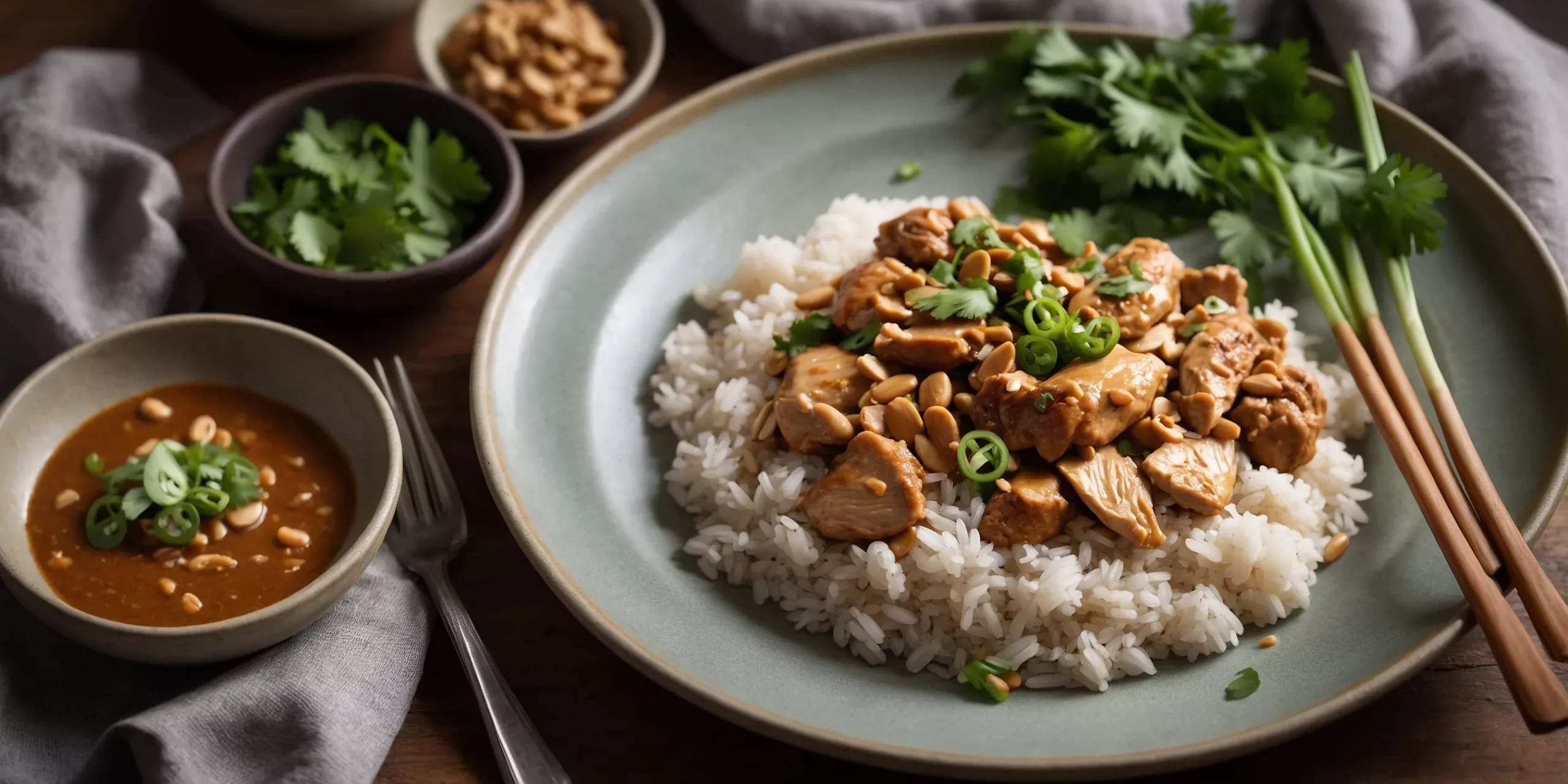 Erdnuss-Hähnchen mit Kokosreis – YummAi