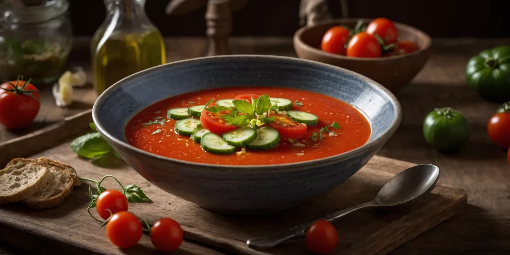 Erfrischende Spanische Gazpacho mit Gurken und Tomaten