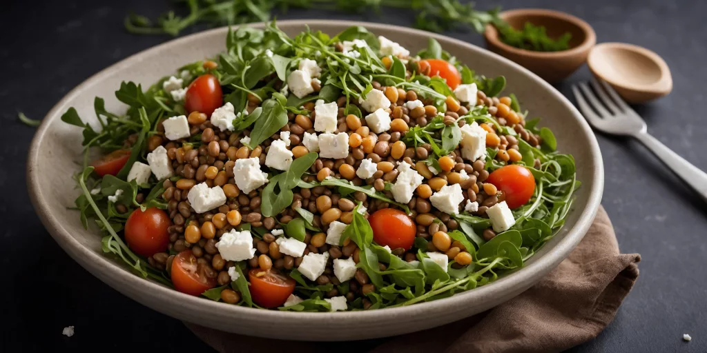 Erfrischender Linsensalat mit Rucola und Feta
