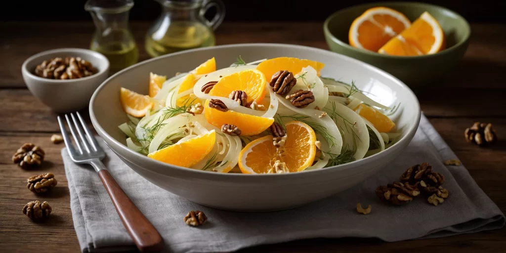 Frischer Fenchelsalat mit Orangen und Walnüssen