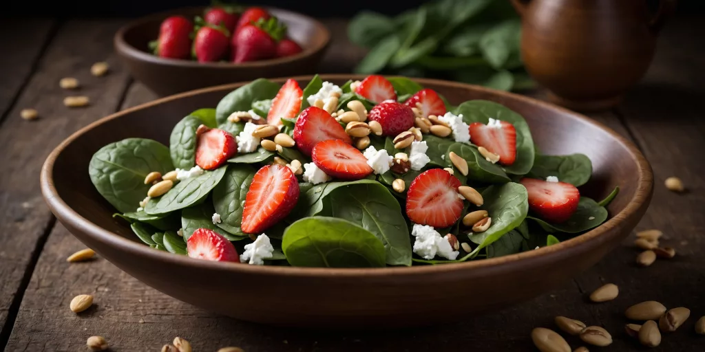 Frischer Spinat-Erdbeer-Salat mit Balsamico-Reduktion