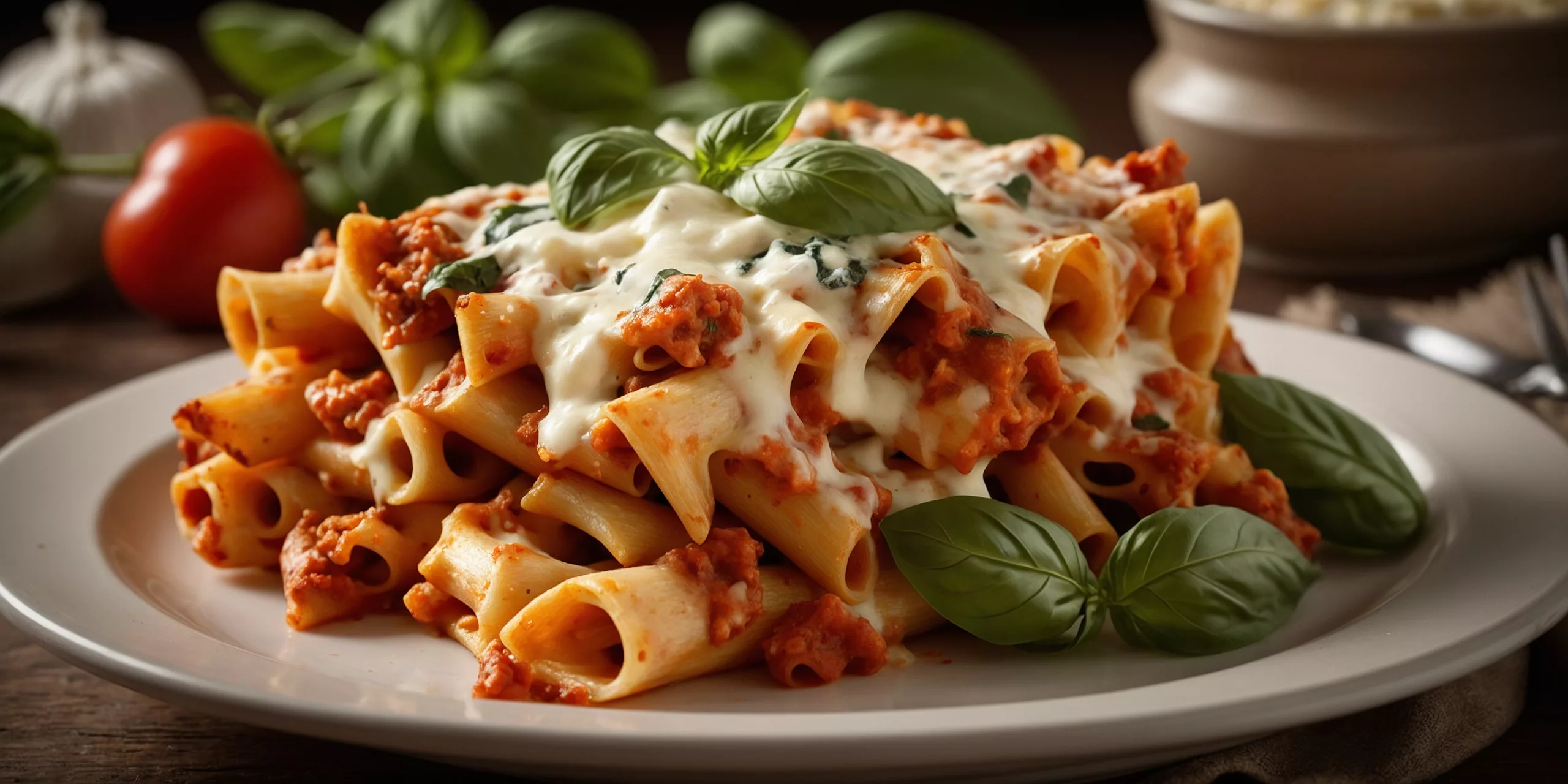 Gebackene Ziti mit Ricotta und Spinat