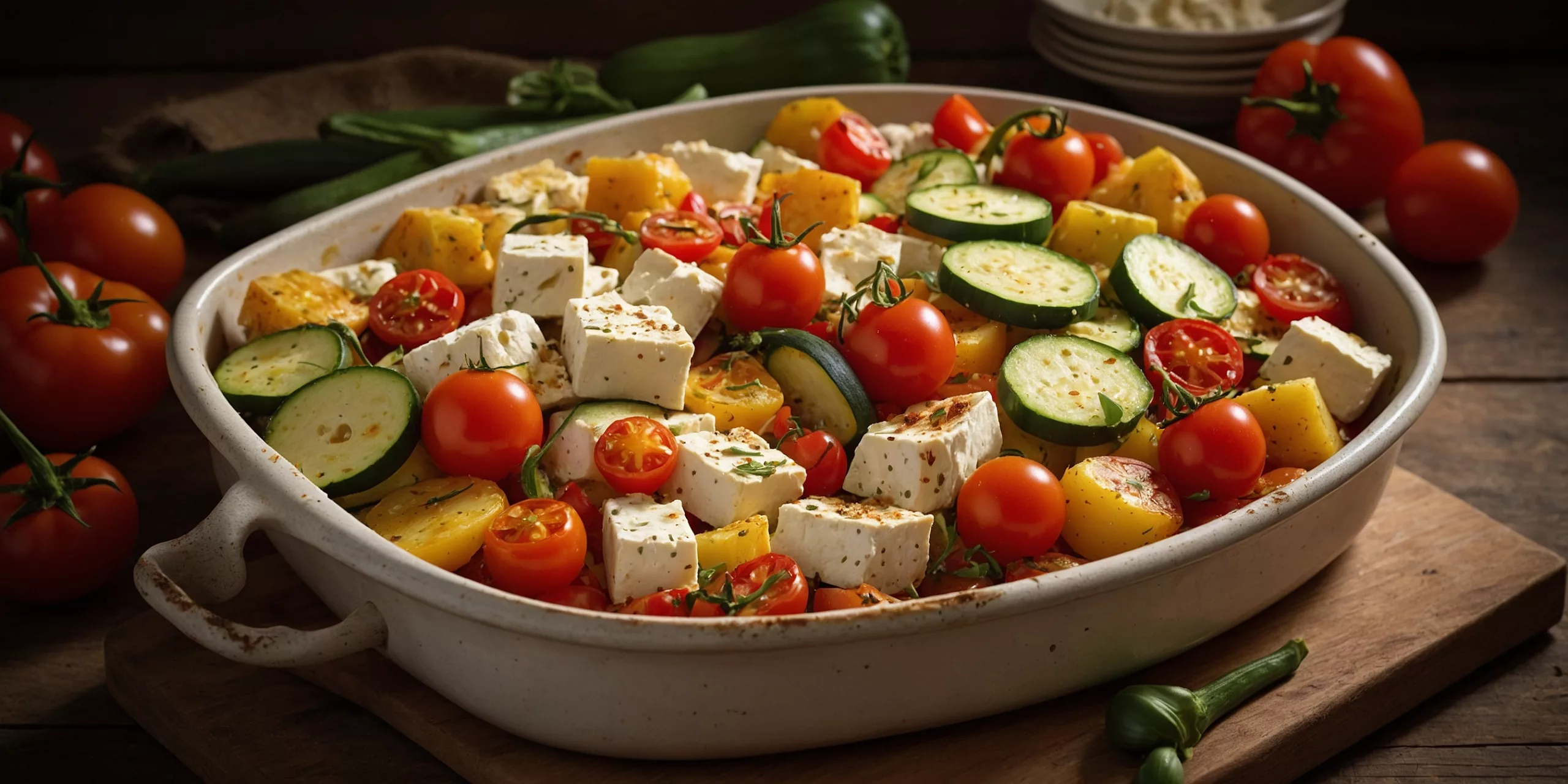 Gebackener Feta auf Gemüsebeet