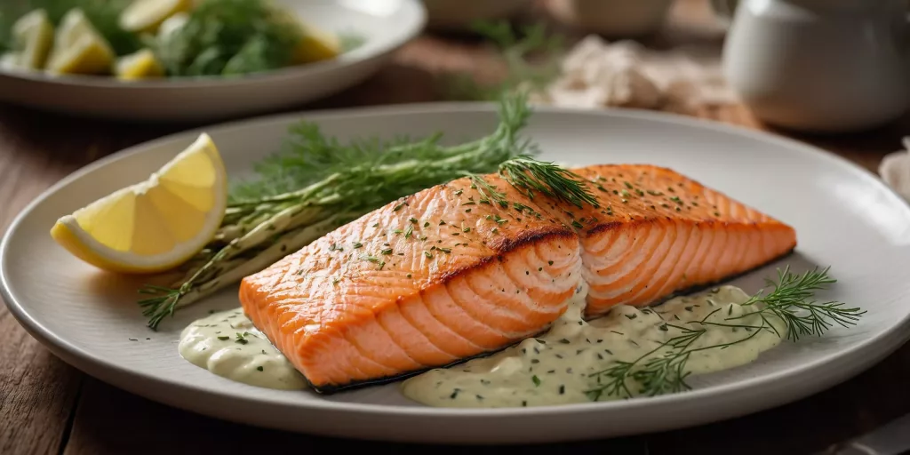 Gebackener Lachs mit Dill-Sauce