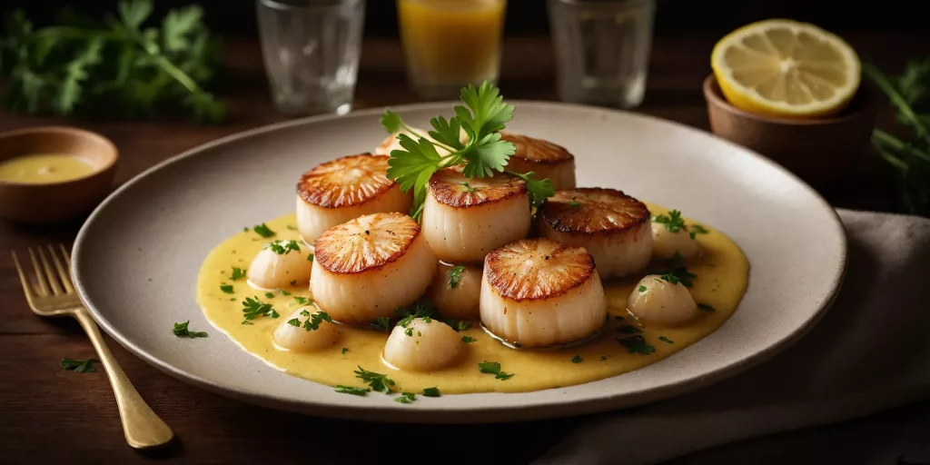 Gebratene Jakobsmuscheln mit Zitronenbutter