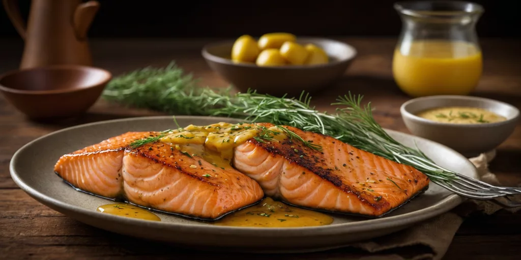 Gebratener Lachs mit Senf-Honig-Marinade – YummAi