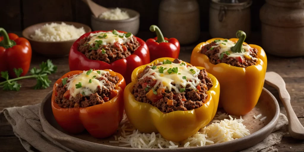 Gefüllte Paprika mit Hackfleisch und Reis