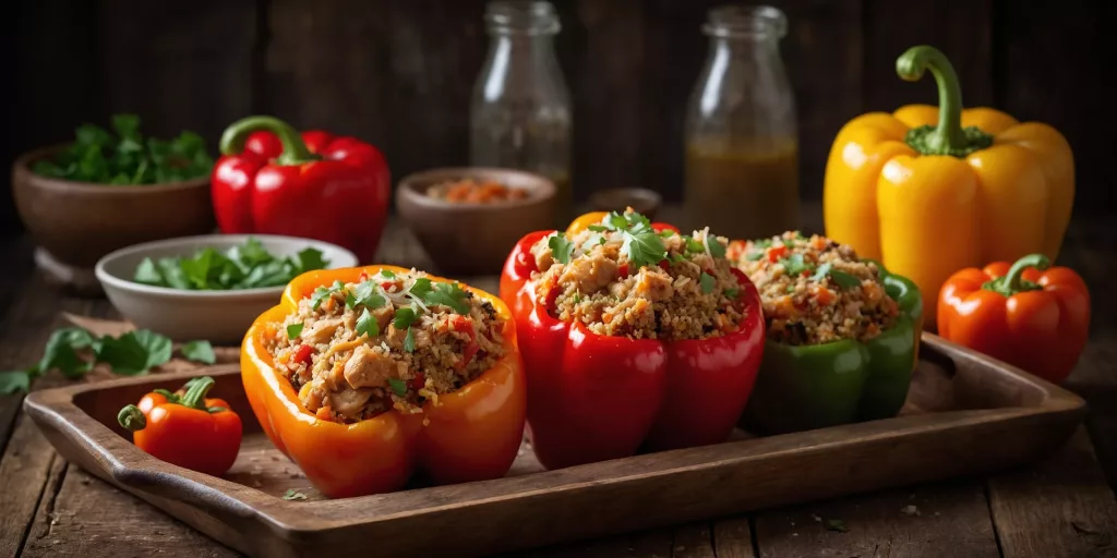 Gefüllte Paprika mit Hähnchen und Quinoa