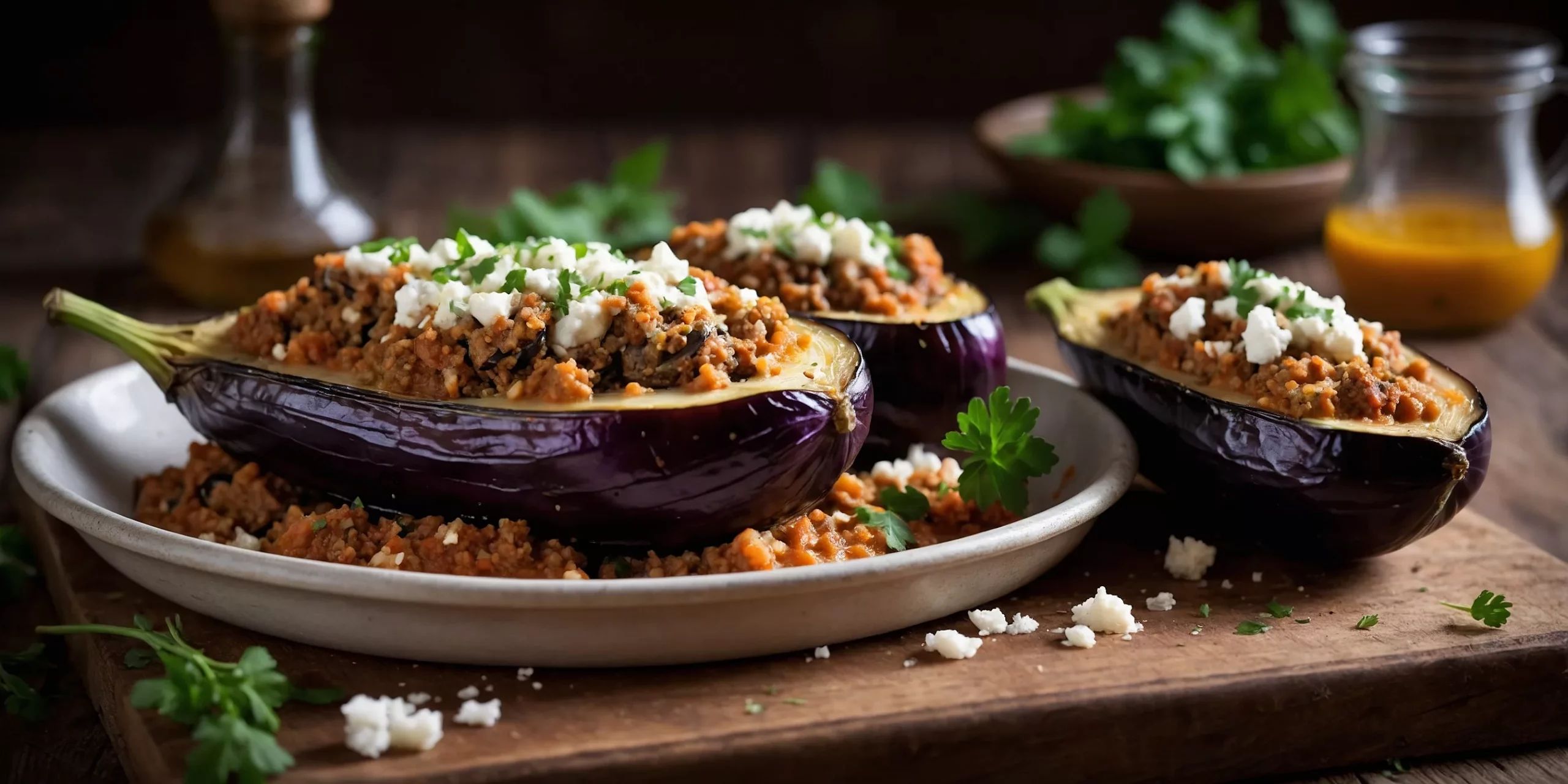 Gefüllte Auberginen mit Hackfleisch und Feta – YummAi