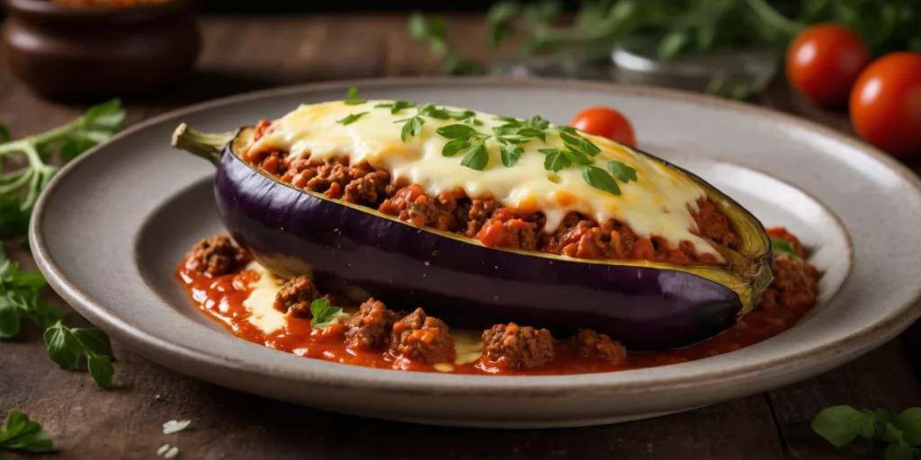 Gefüllte Auberginen mit Hackfleisch und Tomatensoße – YummAi Gefüllte Auberginen mit Hackfleisch und Tomatensoße – YummAi