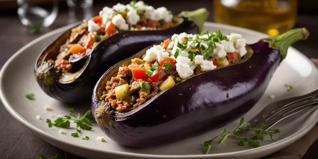 Gefüllte griechische Auberginen