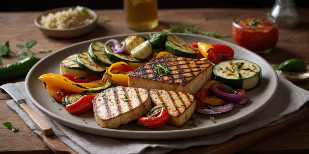 Gegrillte Tofu-Steaks mit Gemüse