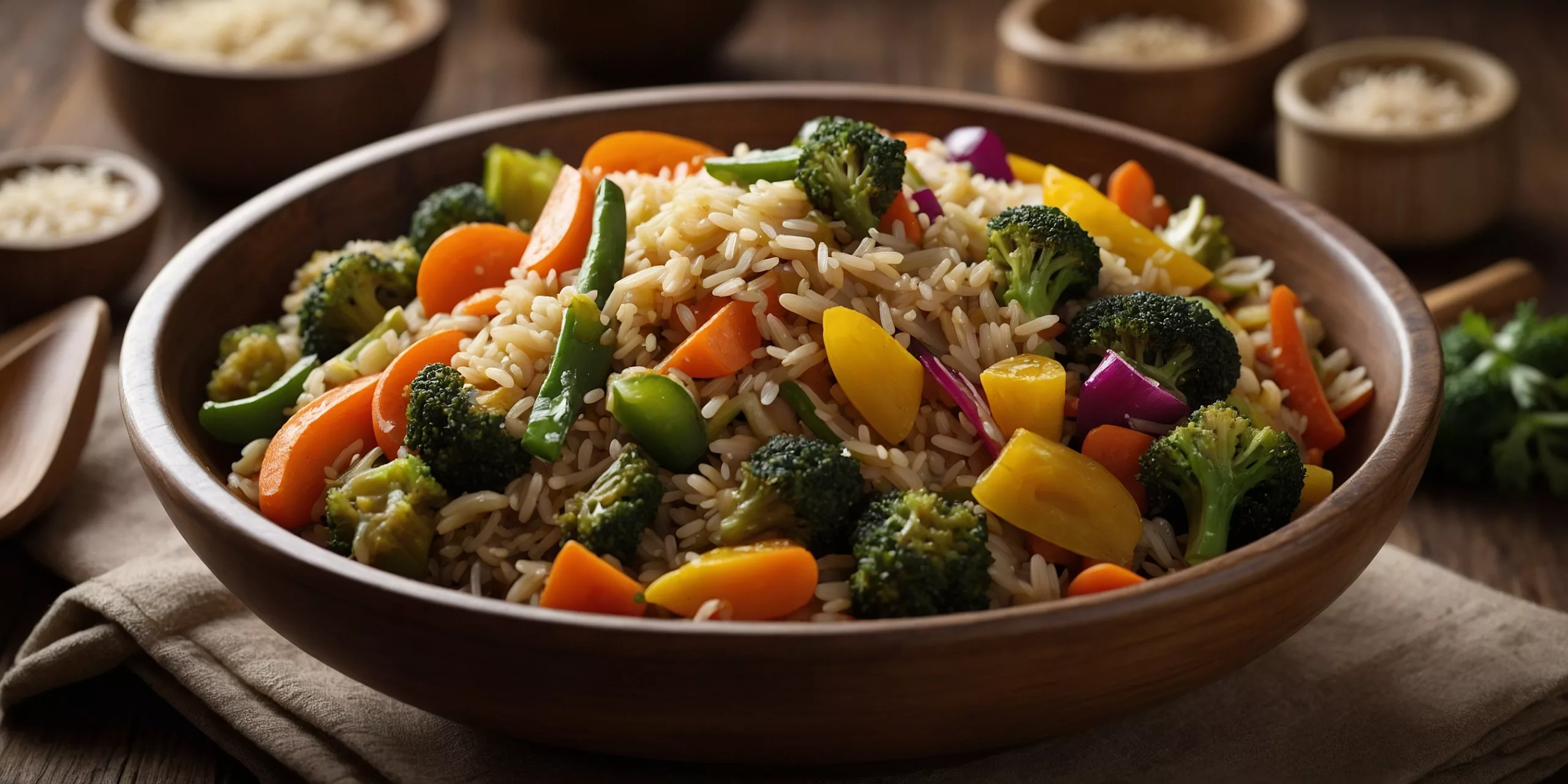 Gemüsepfanne mit braunem Reis