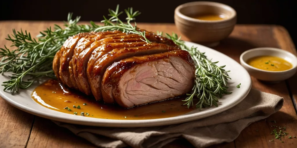 Glasierter Schweinebraten mit Honig und Senf