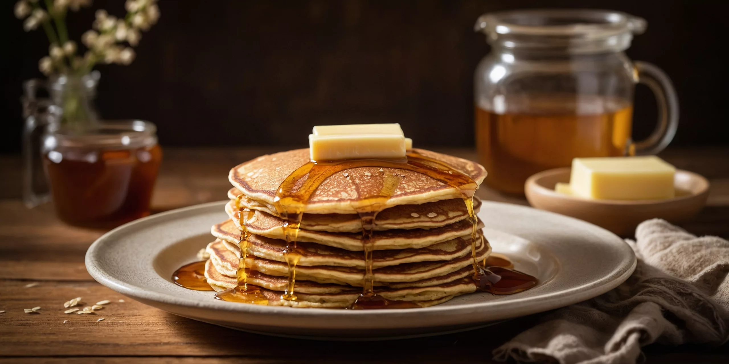 Haferflocken-Pancakes mit Ahornsirup