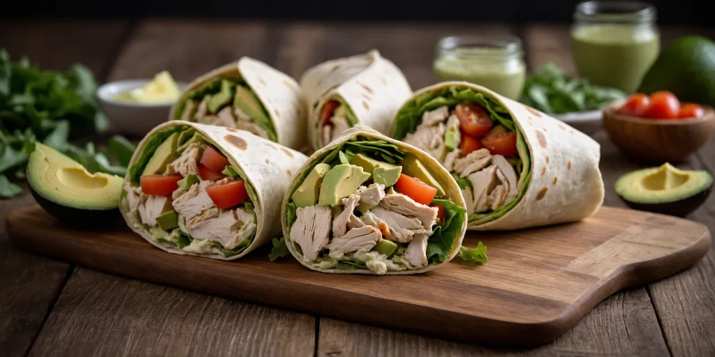 Hähnchen-Salat-Wraps mit Avocado-Dressing