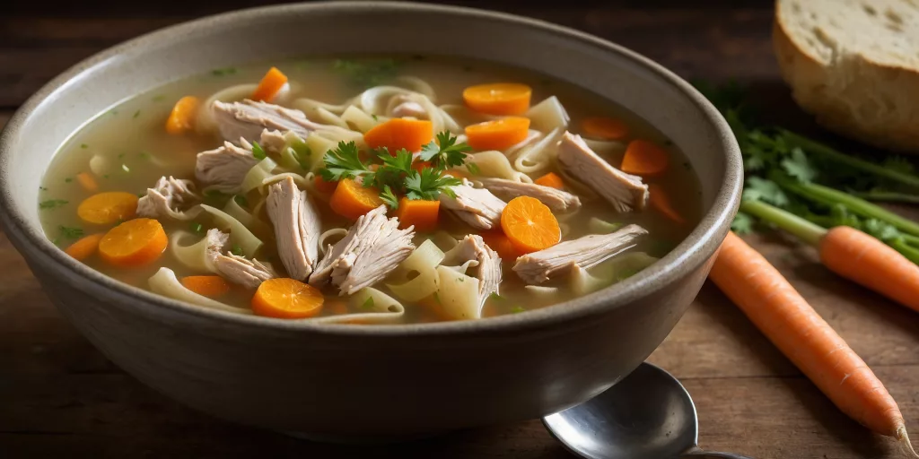 Hausgemachte Hühnersuppe mit Nudeln