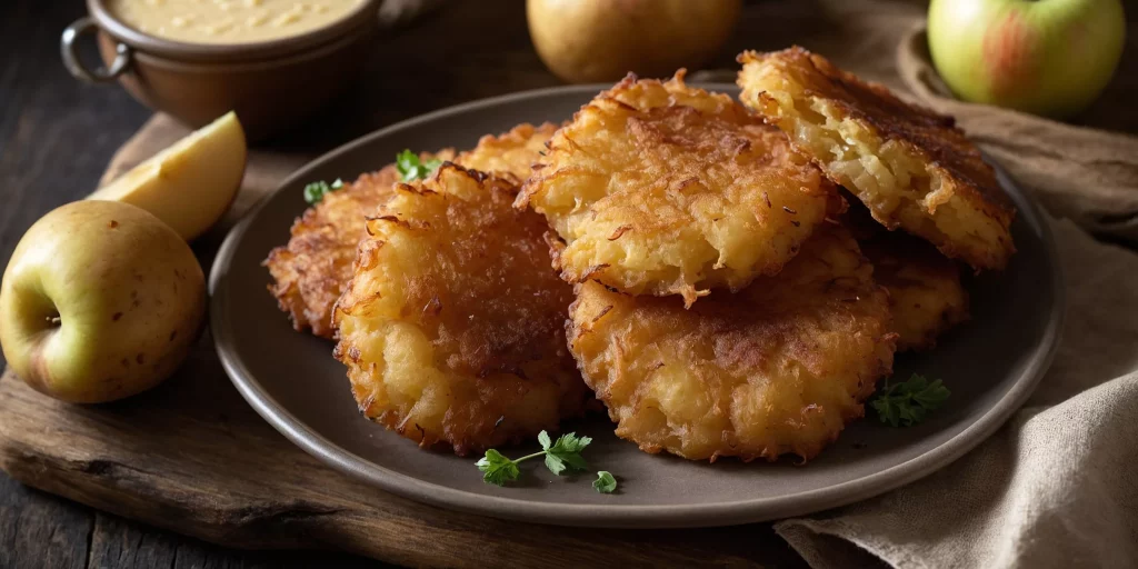 Hausgemachte Kartoffelpuffer mit Apfelmus