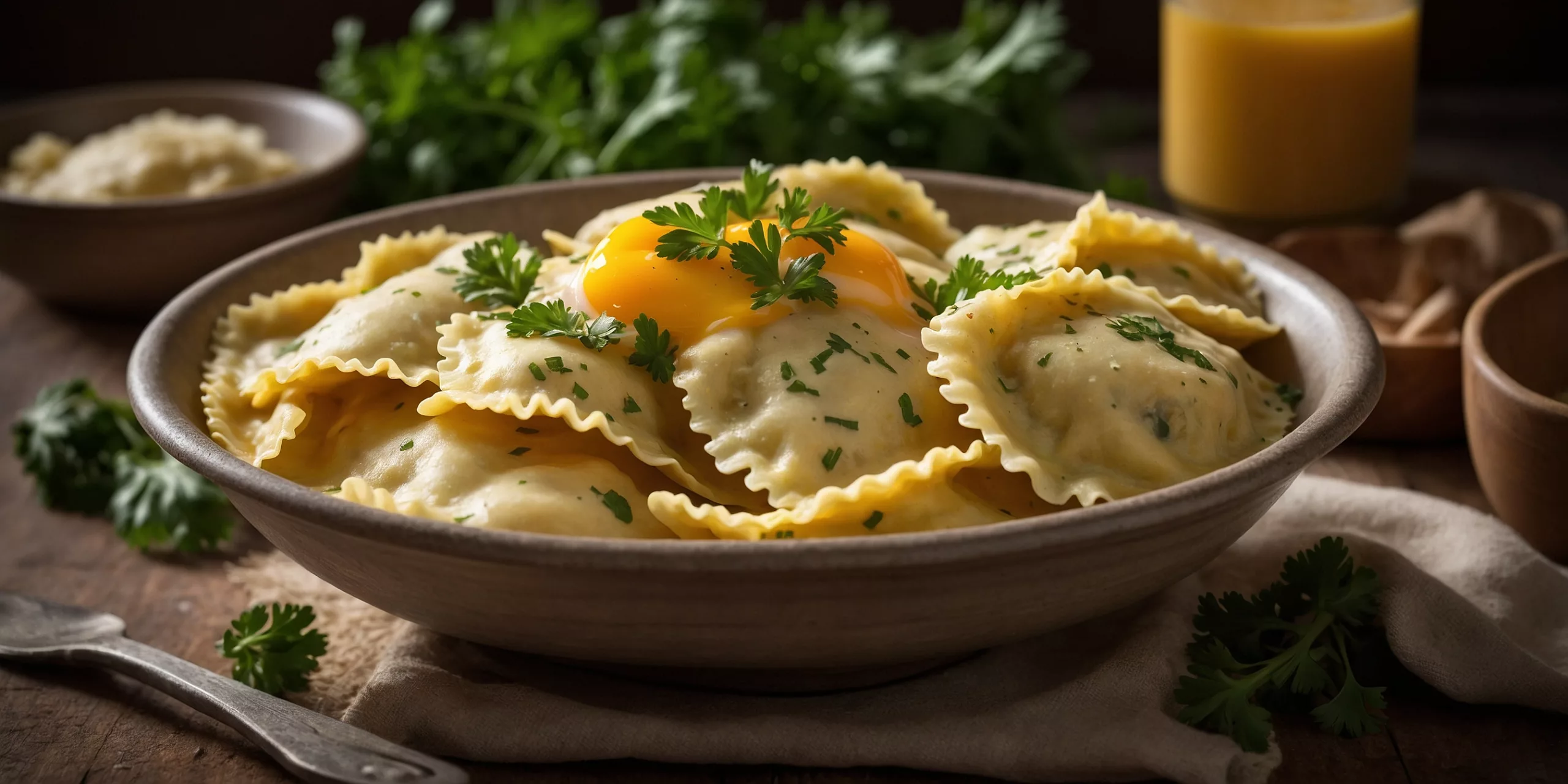 Hausgemachte Ravioli mit Ei-Füllung – YummAi