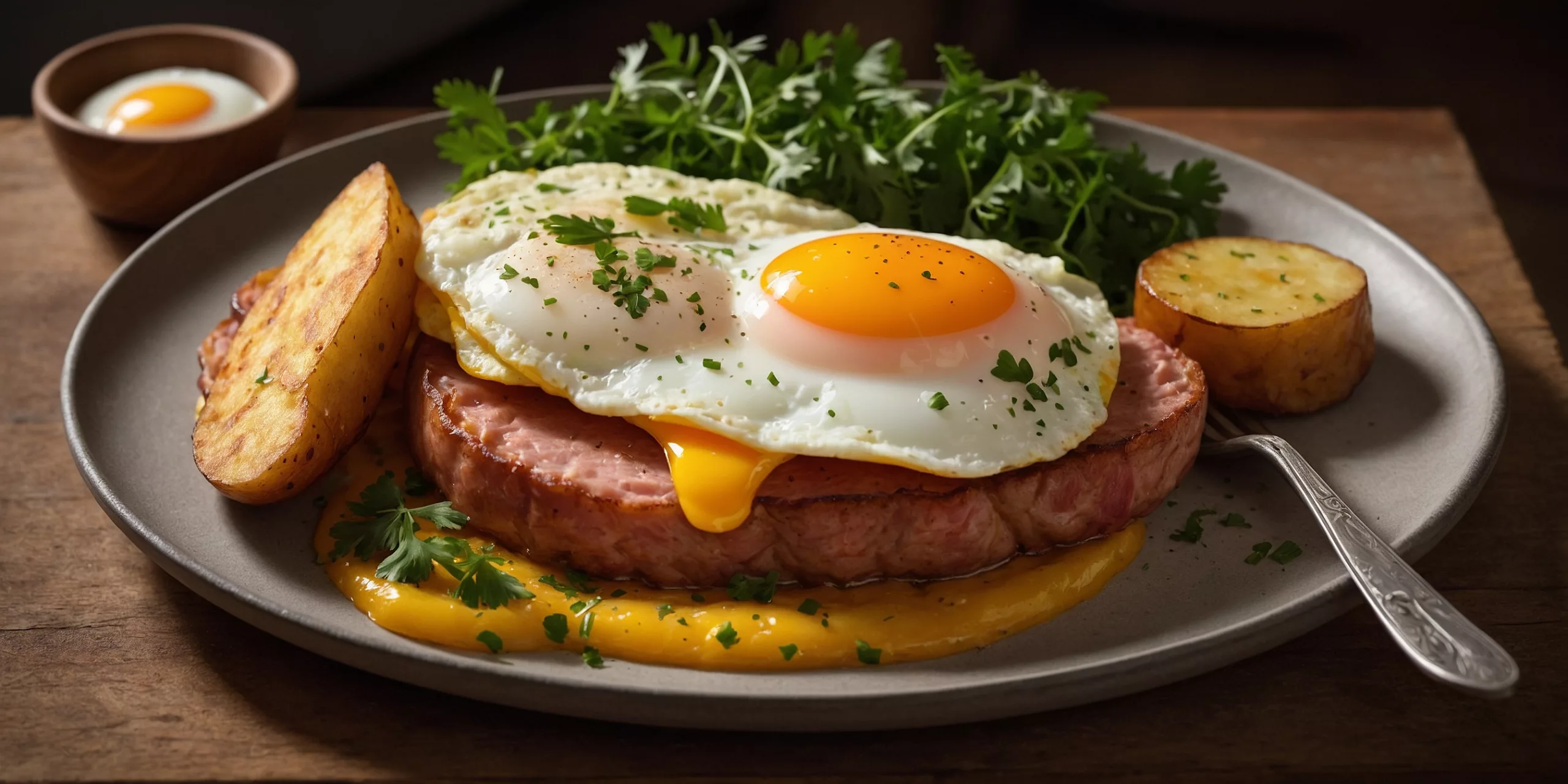 Hausgemachter Leberkäse mit Spiegelei und knusprigen Bratkartoffeln