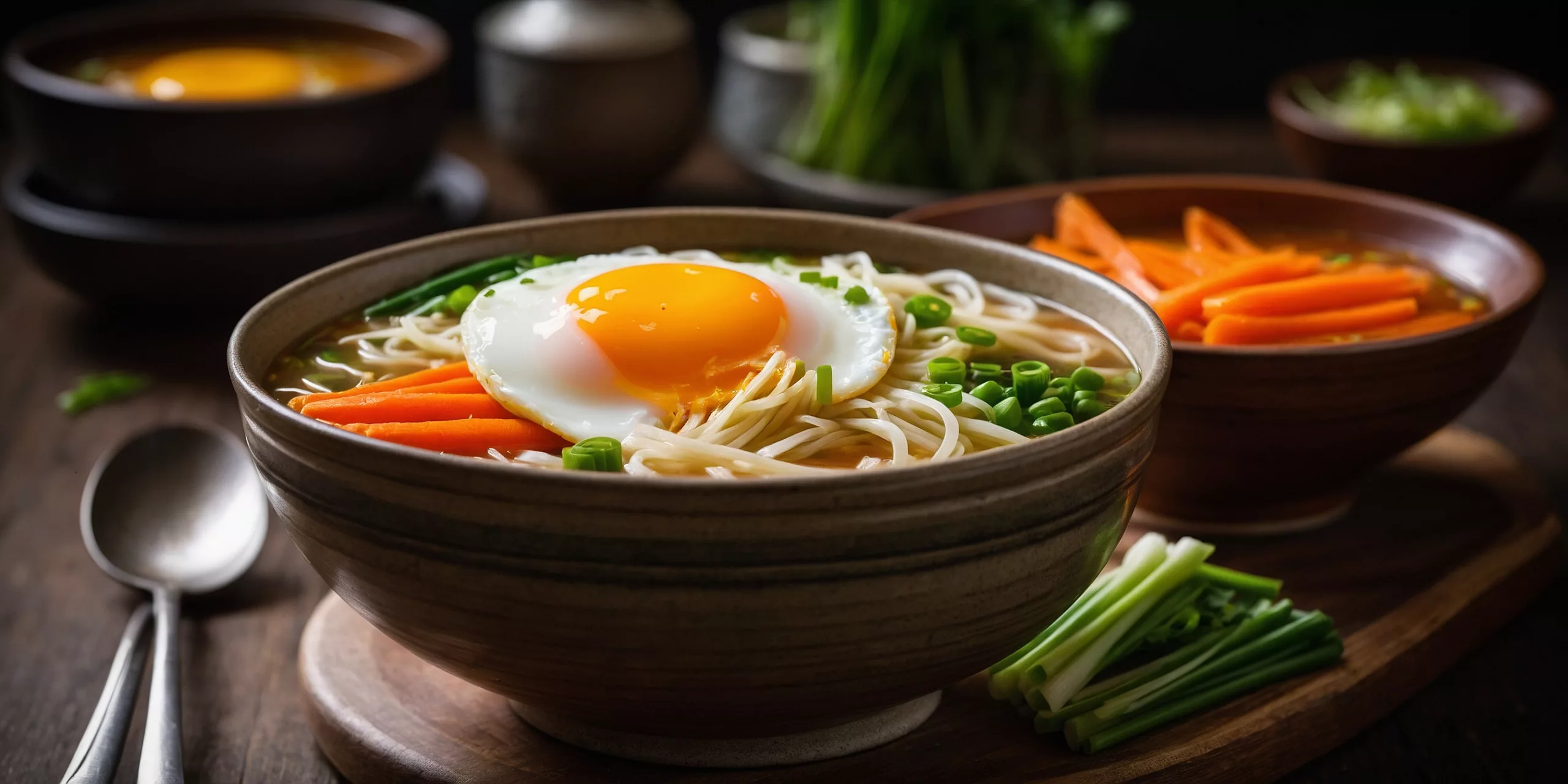 Herzhafte Nudelsuppe mit Ei