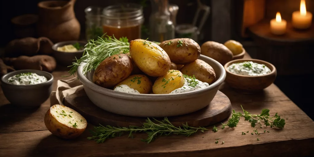 Herzhafte Ofenkartoffeln mit Kräuterquark