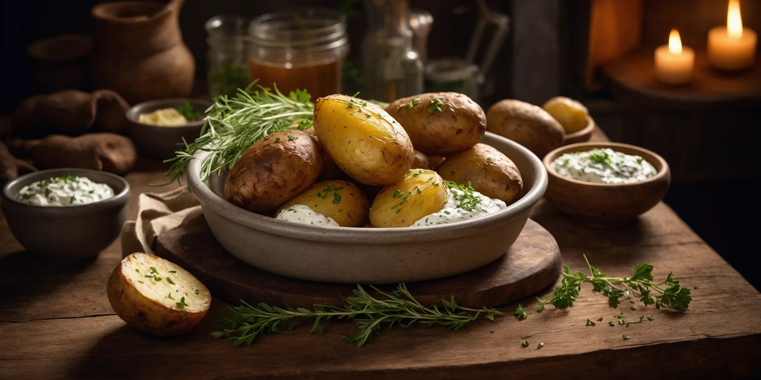 Herzhafte Ofenkartoffeln mit Kräuterquark