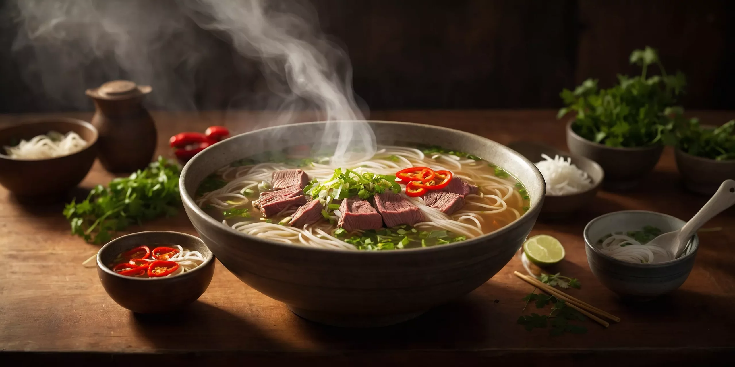 Herzhafte Pho-Suppe mit Rindfleisch