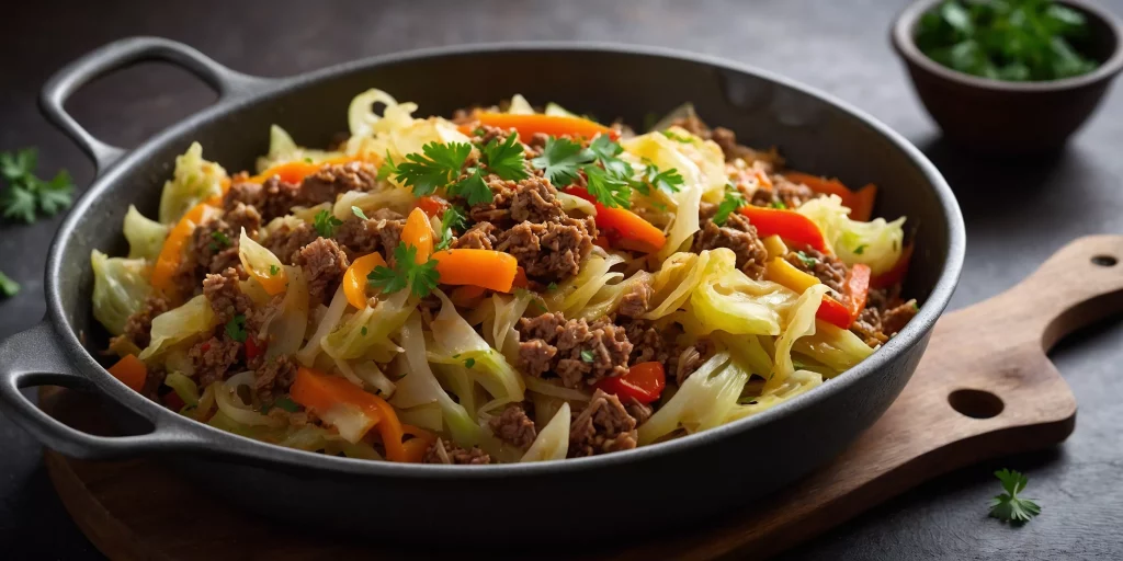 Herzhafte Weißkohlpfanne mit Hackfleisch