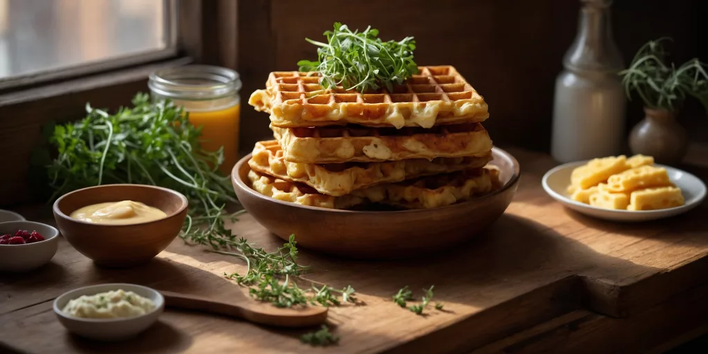 High Protein Blumenkohl-Waffeln mit Käsefüllung