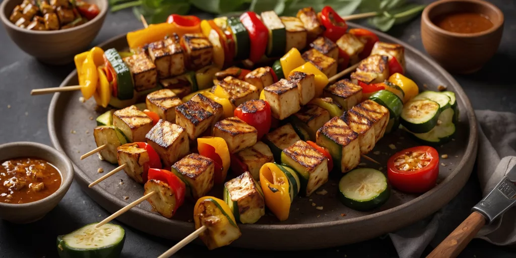 High Protein Grillkäse-Spieße mit Gemüse