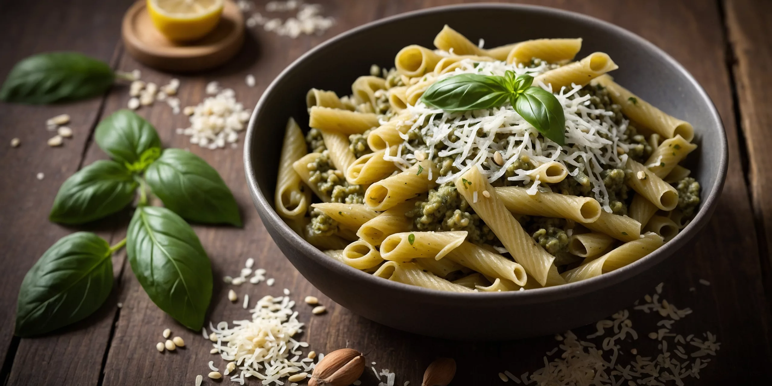 High Protein Linsen-Pasta mit Pesto