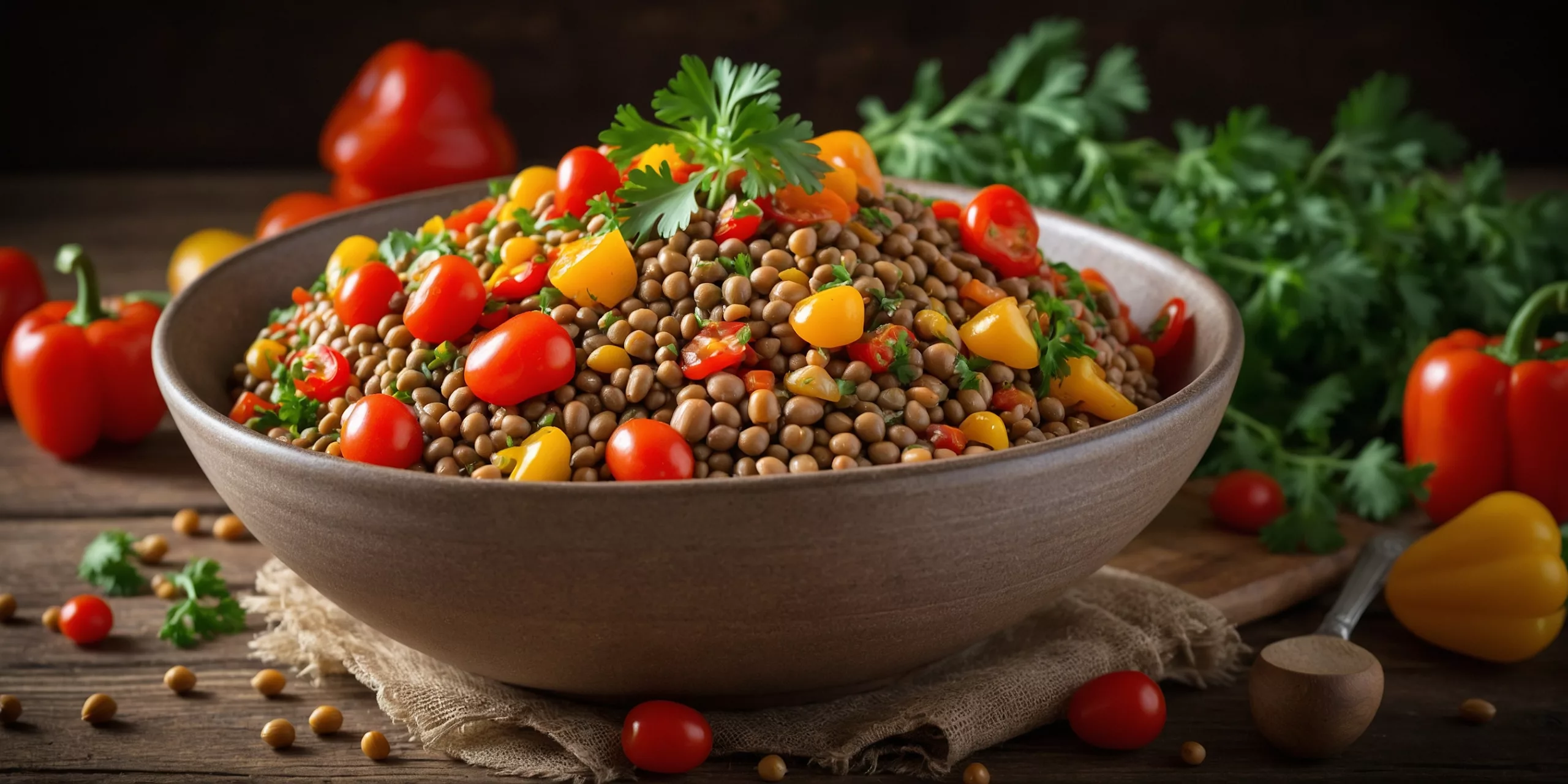 High Protein Linsensalat mit Paprika
